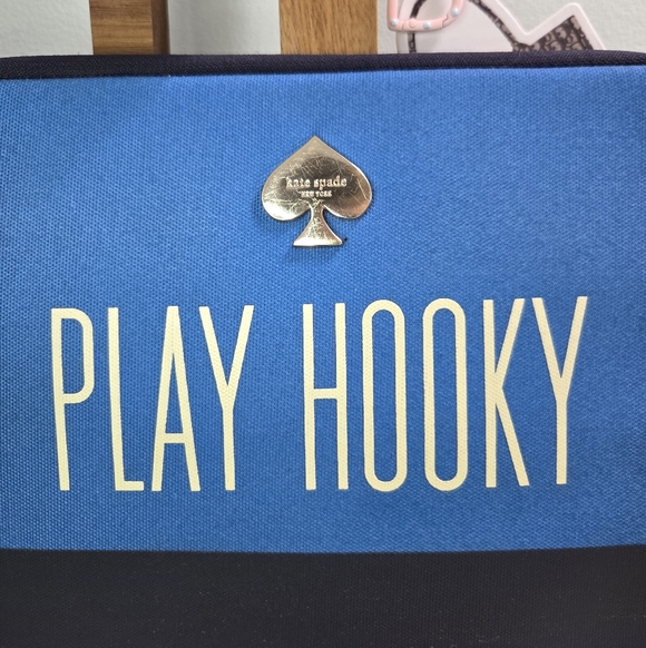 Kate Spade New York "Play Hooky" blue and black iPad case sleeve, EUC - Picture 2 of 12